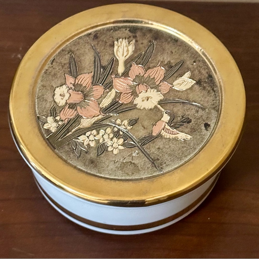 Vintage The Art of Chokin 24k Gold Edged Covered Trinket Box